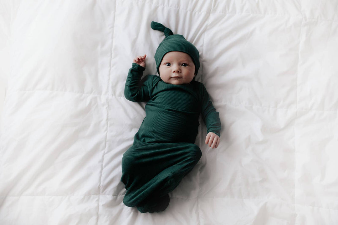 Bamboo - Ribbed Forest Green Ribbed Knotted Gown
