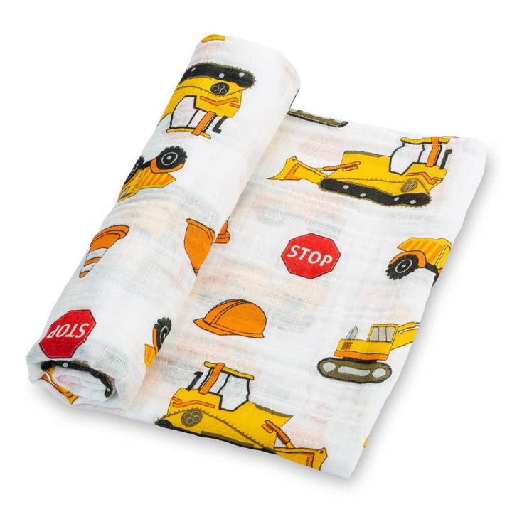 Under Construction Muslin Swaddle Baby Blanket