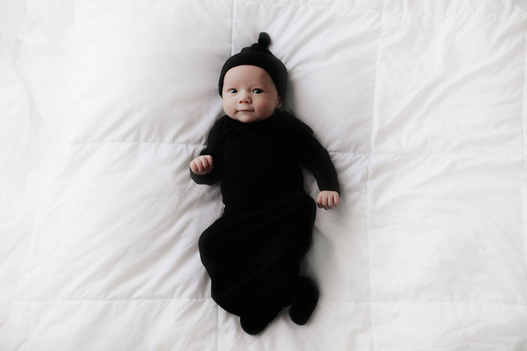 Bamboo - Black Ribbed Knotted Gown