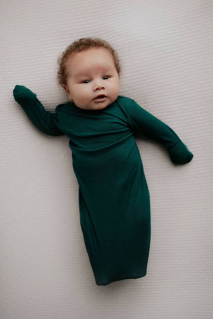 Bamboo - Ribbed Forest Green Ribbed Knotted Gown