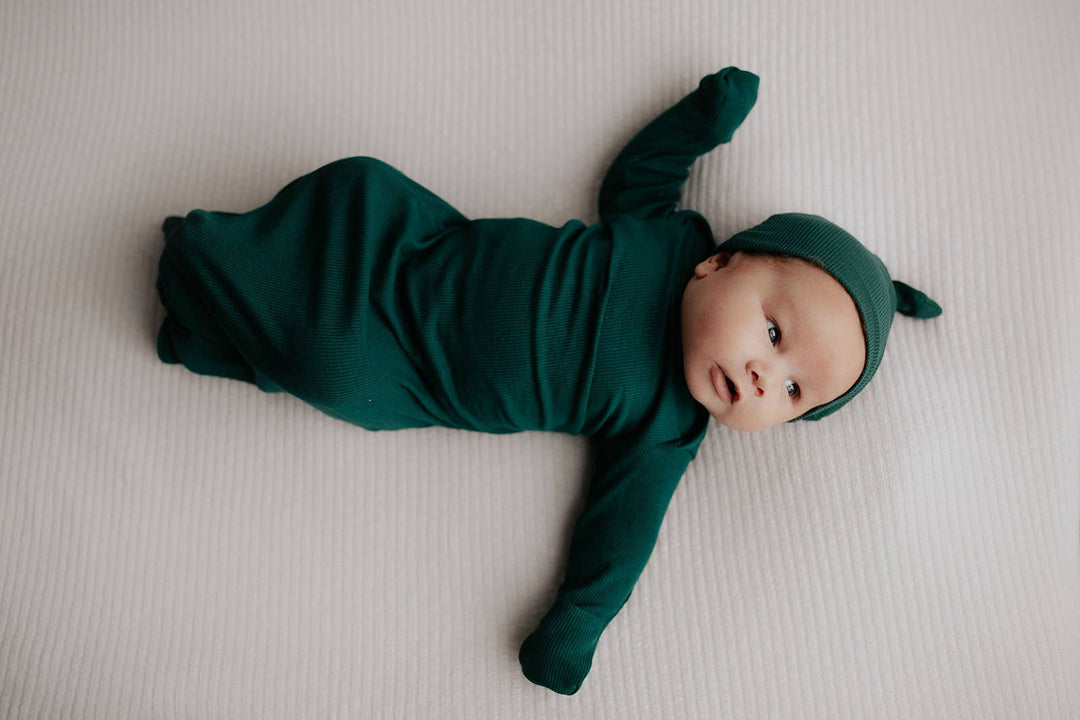 Bamboo - Ribbed Forest Green Ribbed Knotted Gown
