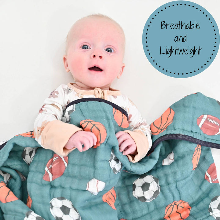 Little Athlete Sporty Theme Baby Toddler Muslin Quilt