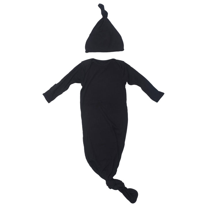 Bamboo - Black Ribbed Knotted Gown