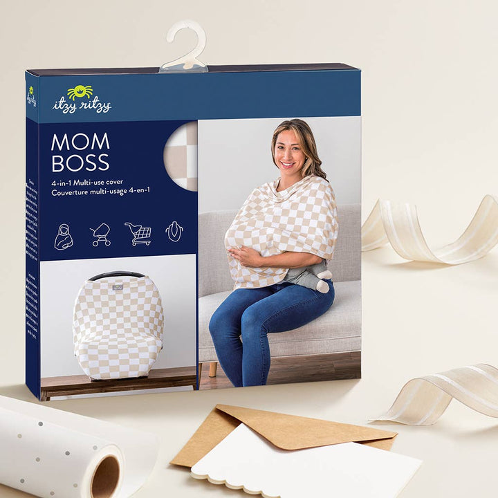 Itzy Ritzy - *NEW* Taupe Checkerboard Mom Boss™ 4-in-1 multi-use cover