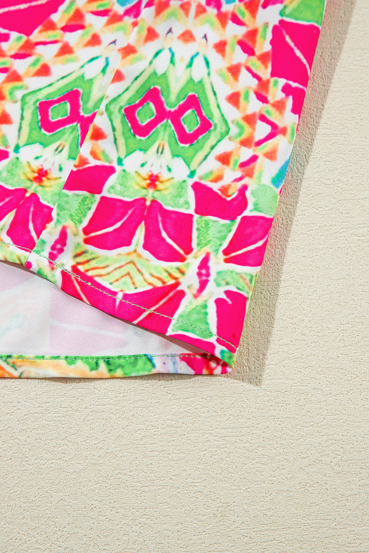 Geometric Neon Print Contrast Short Sleeve Shirt Dress