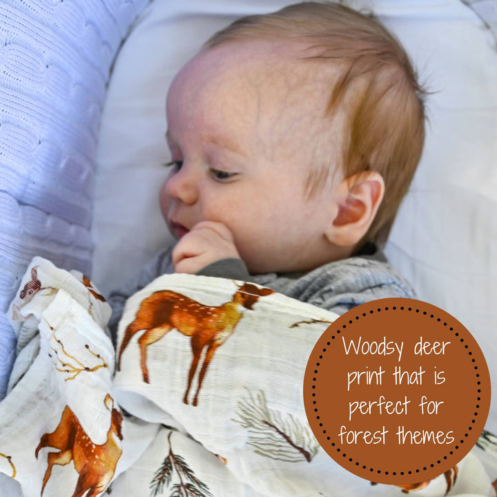 Oh Deer Muslin Swaddle Baby Blanket