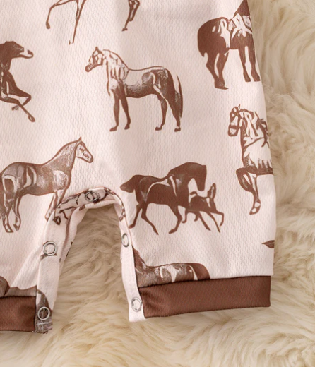 Let The Horses Run Infant Boy's 1 Piece Short Romper