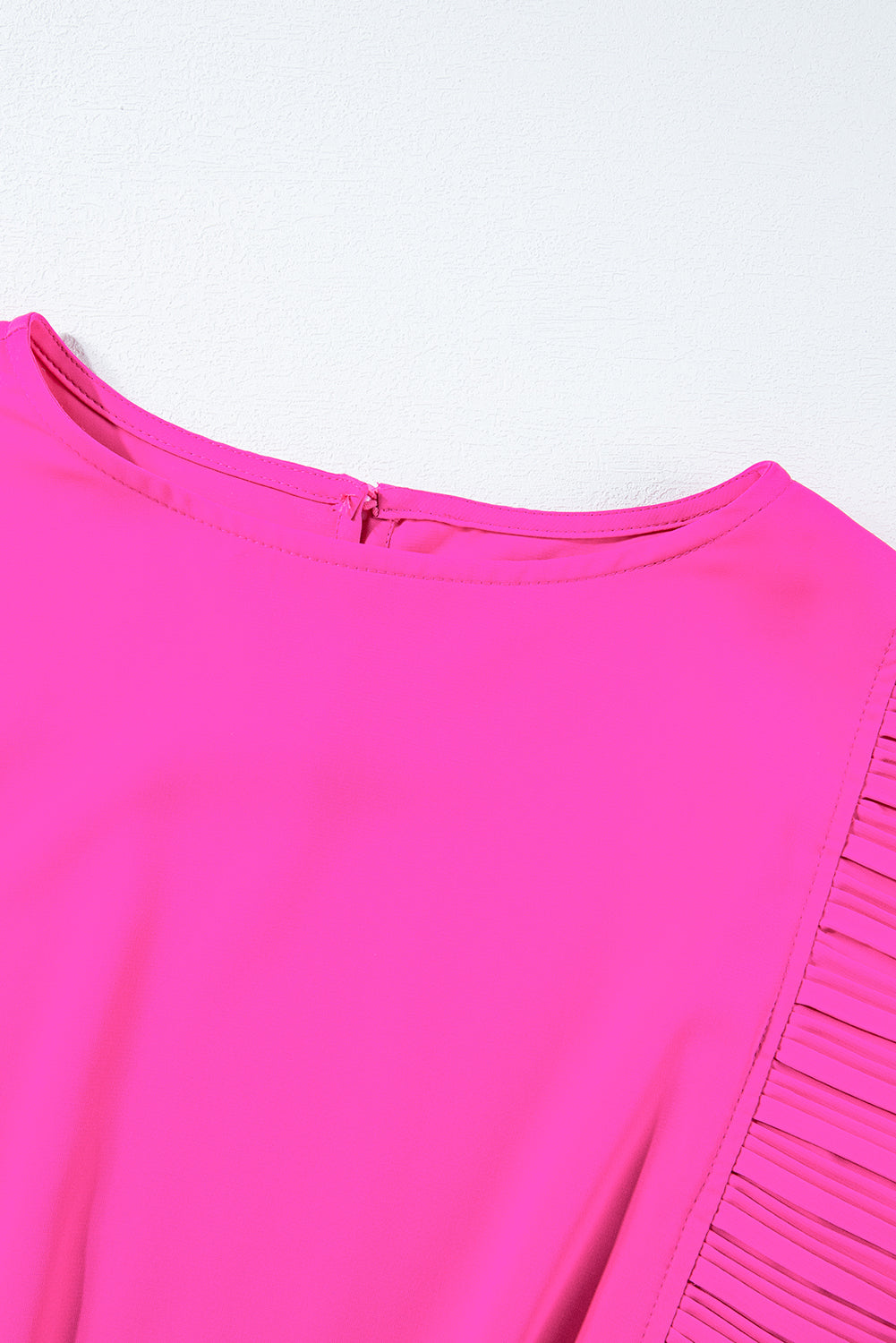 Hot Pink Pleated Layered Flutter Mini Dress