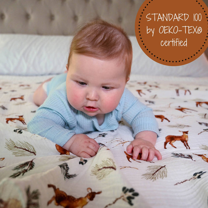 Oh Deer Muslin Swaddle Baby Blanket