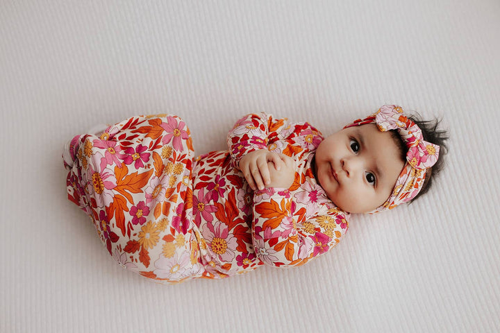 Bamboo - Wild Child Pink Floral Knotted Gown & Bow