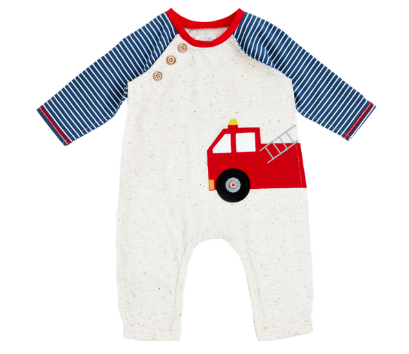Mud Pie Raglan Firetruck Romper