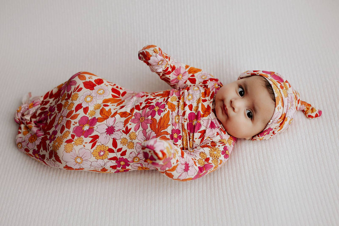 Bamboo - Wild Child Pink Floral Knotted Gown & Bow