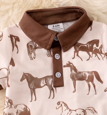 Let The Horses Run Infant Boy's 1 Piece Short Romper