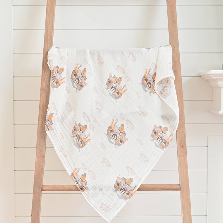 Noah's Ark Muslin Swaddle Baby Blanket