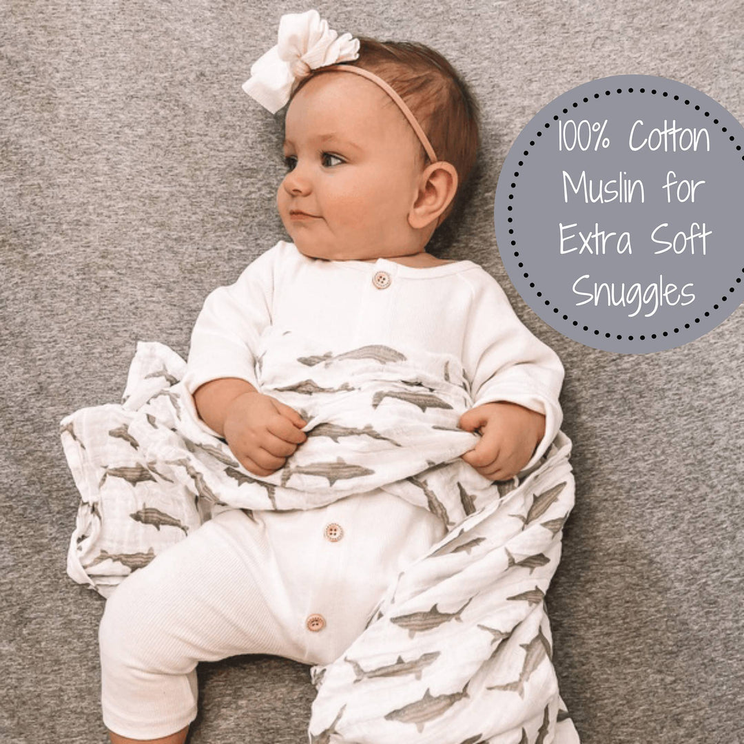 Baby Shark Muslin Swaddle Baby Blanket