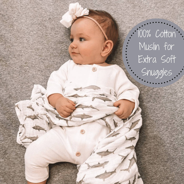 Baby Shark Muslin Swaddle Baby Blanket