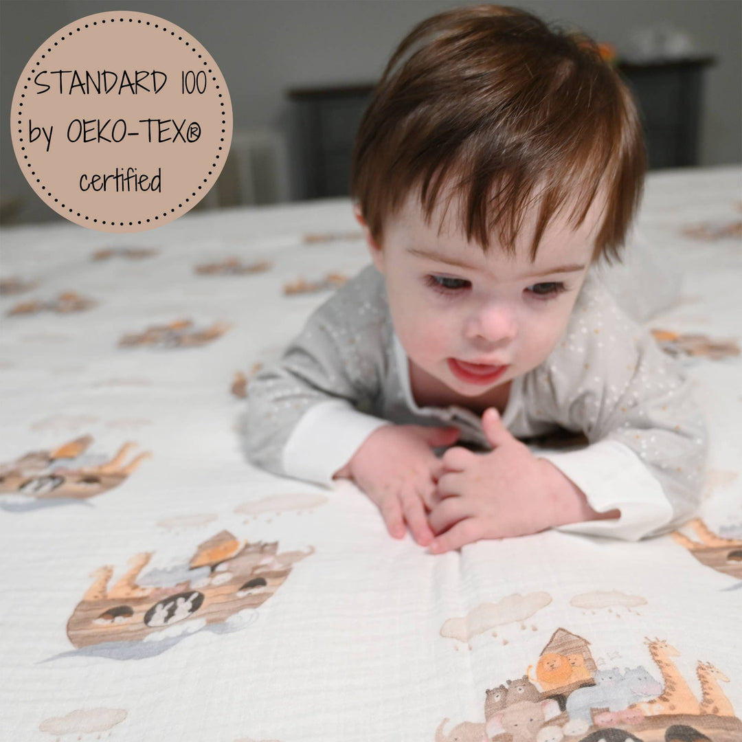 Noah's Ark Muslin Swaddle Baby Blanket