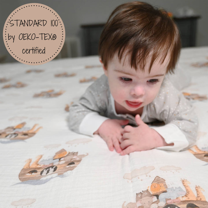 Noah's Ark Muslin Swaddle Baby Blanket
