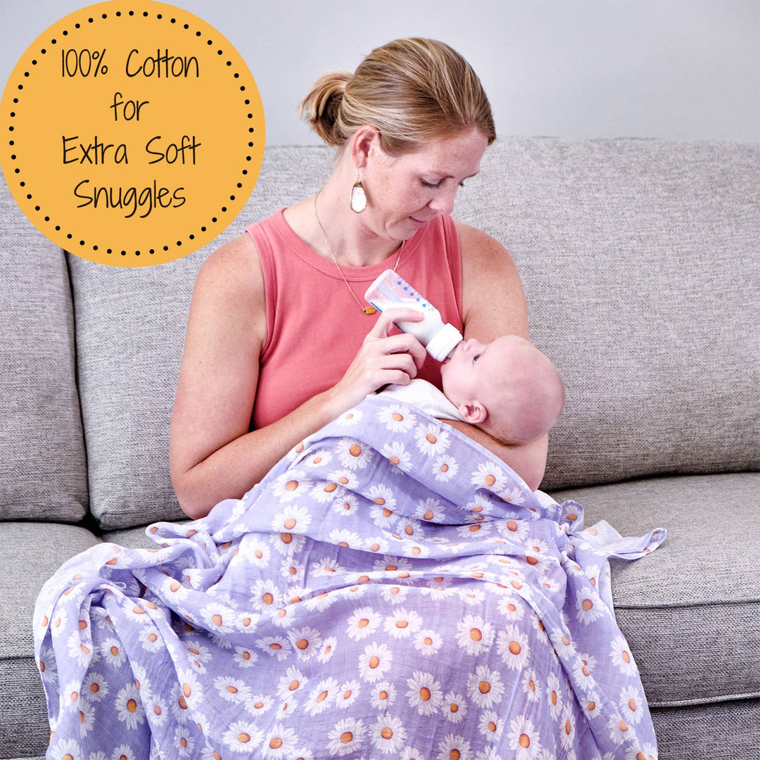 Beautiful Daisy Muslin Swaddle Baby Blanket