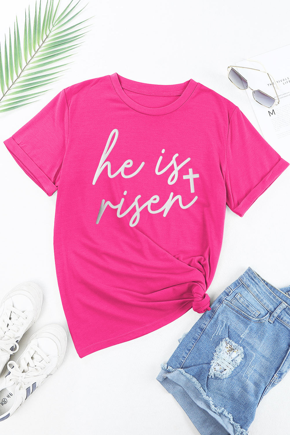 "He Is Risen" Hot Pink T-Shirt