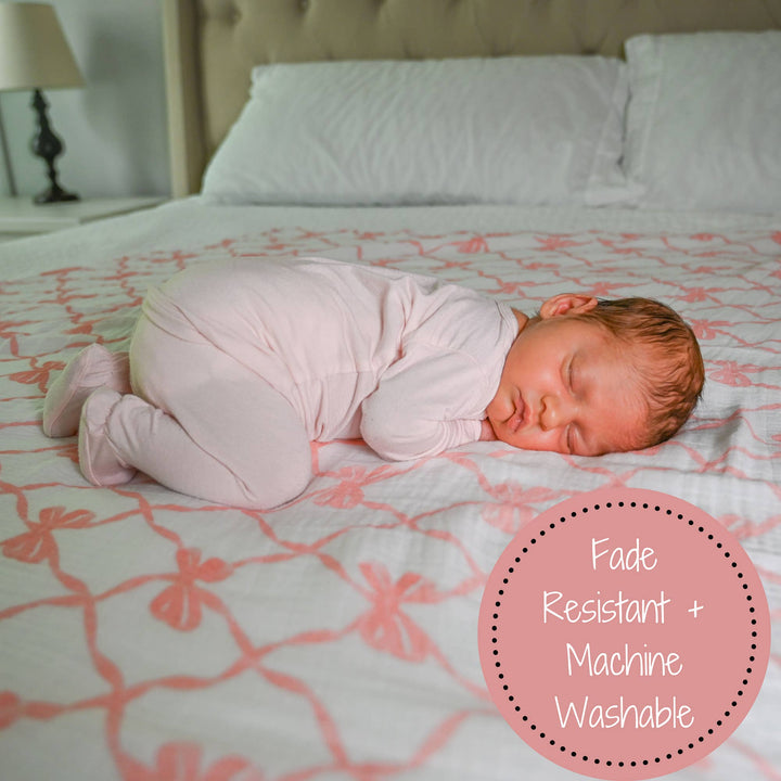 Beautiful Bows MuslinSwaddle Baby Blanket