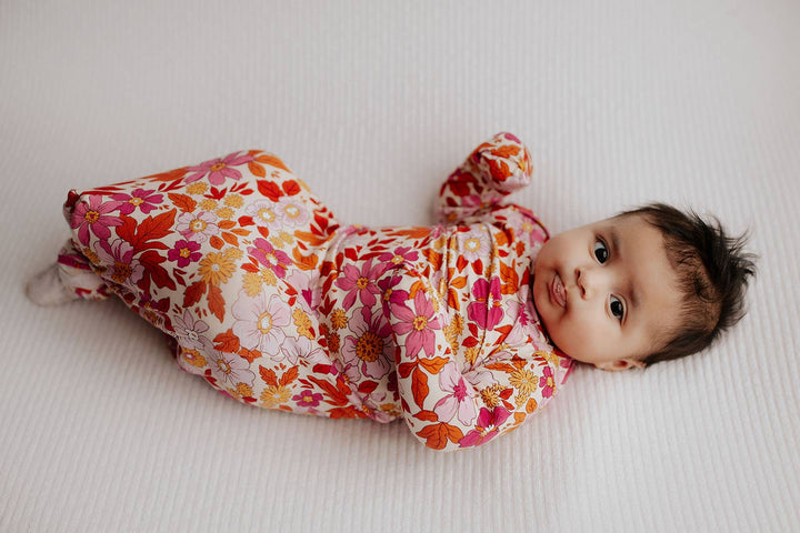 Bamboo - Wild Child Pink Floral Knotted Gown & Bow