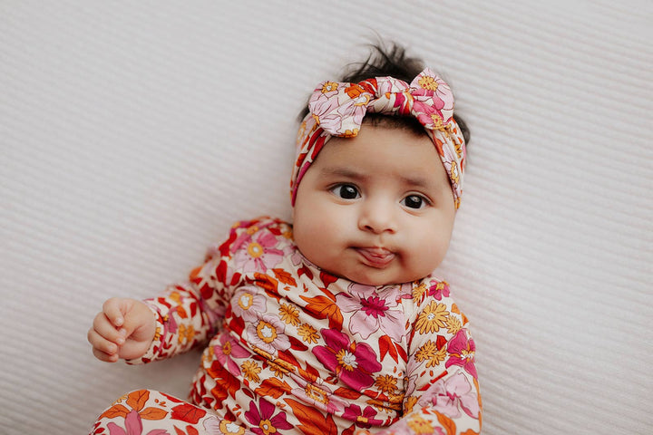 Bamboo - Wild Child Pink Floral Knotted Gown & Bow