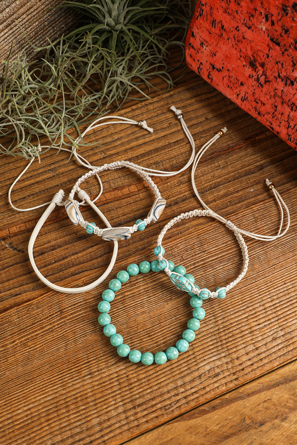 Turquoise Colored Western Shell Multi Layered Bracelet 4 Piece Set