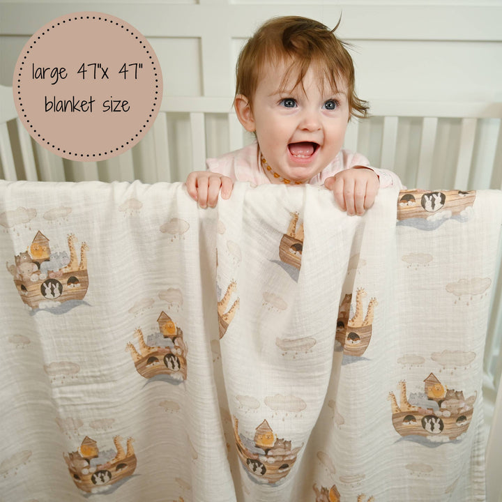 Noah's Ark Muslin Swaddle Baby Blanket