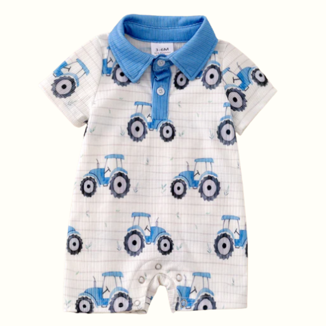 Blue Tractor Infant Boys Short Romper