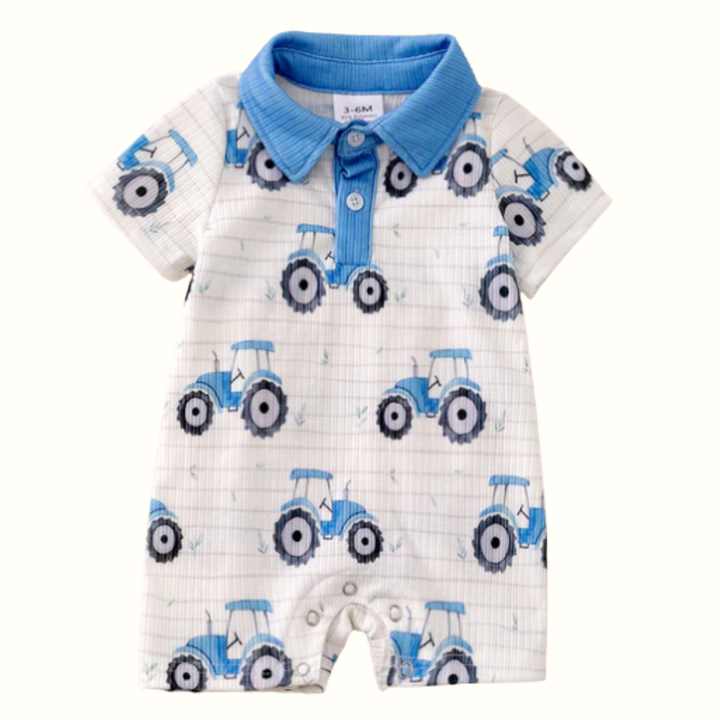 Blue Tractor Infant Boys Short Romper