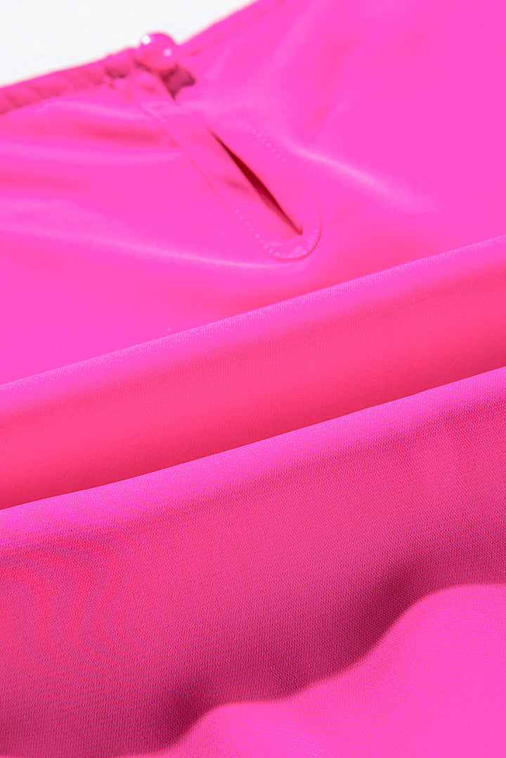 Hot Pink Pleated Layered Flutter Mini Dress