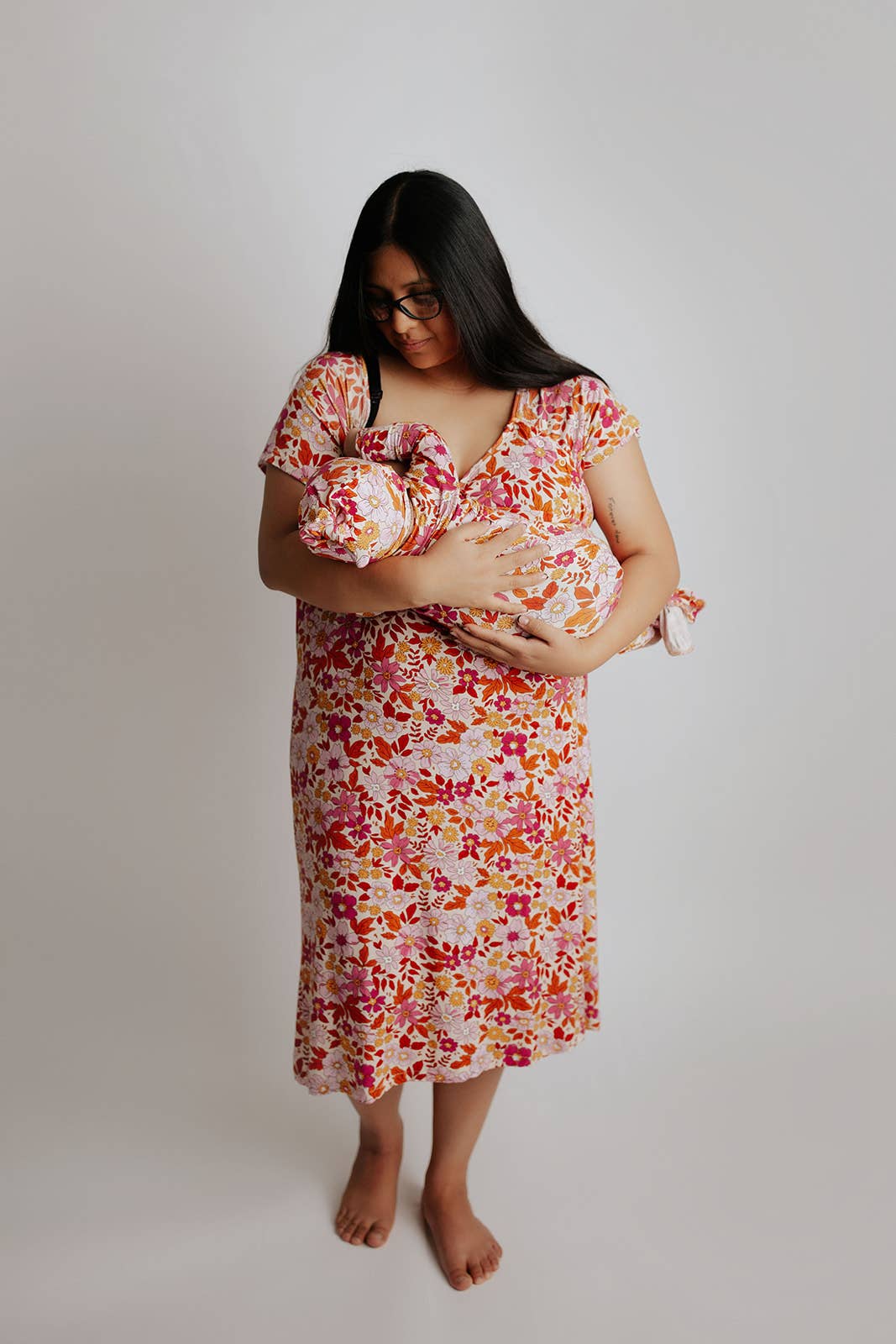 Bamboo - Wild Child Pink Floral Knotted Gown & Bow