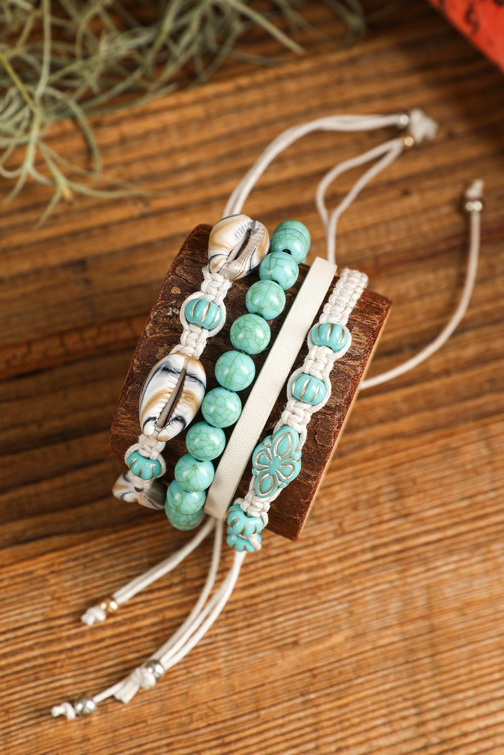 Turquoise Colored Western Shell Multi Layered Bracelet 4 Piece Set