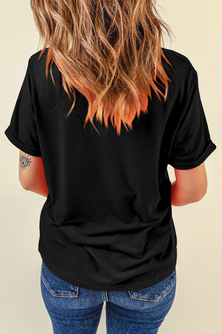 Cowgirls Don't Cry Cow Skull Graphic Tee in Graphite Black