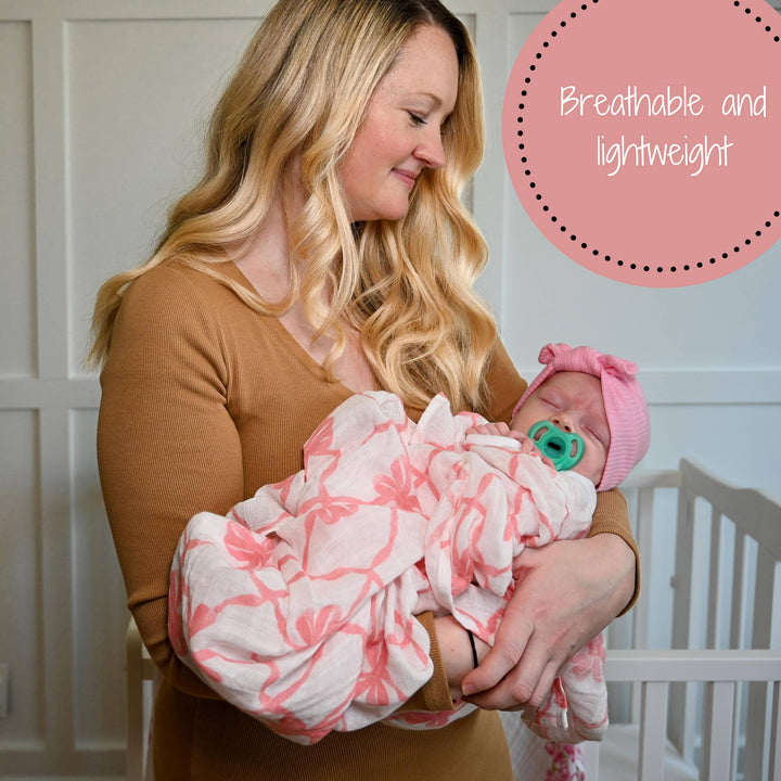 Beautiful Bows MuslinSwaddle Baby Blanket
