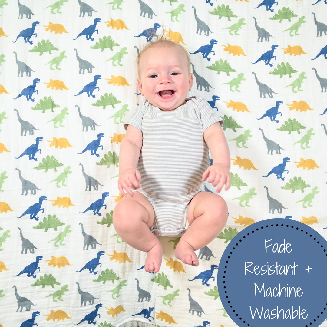 Rawr-Some Baby Muslin Cotton Dinosaur Blanket