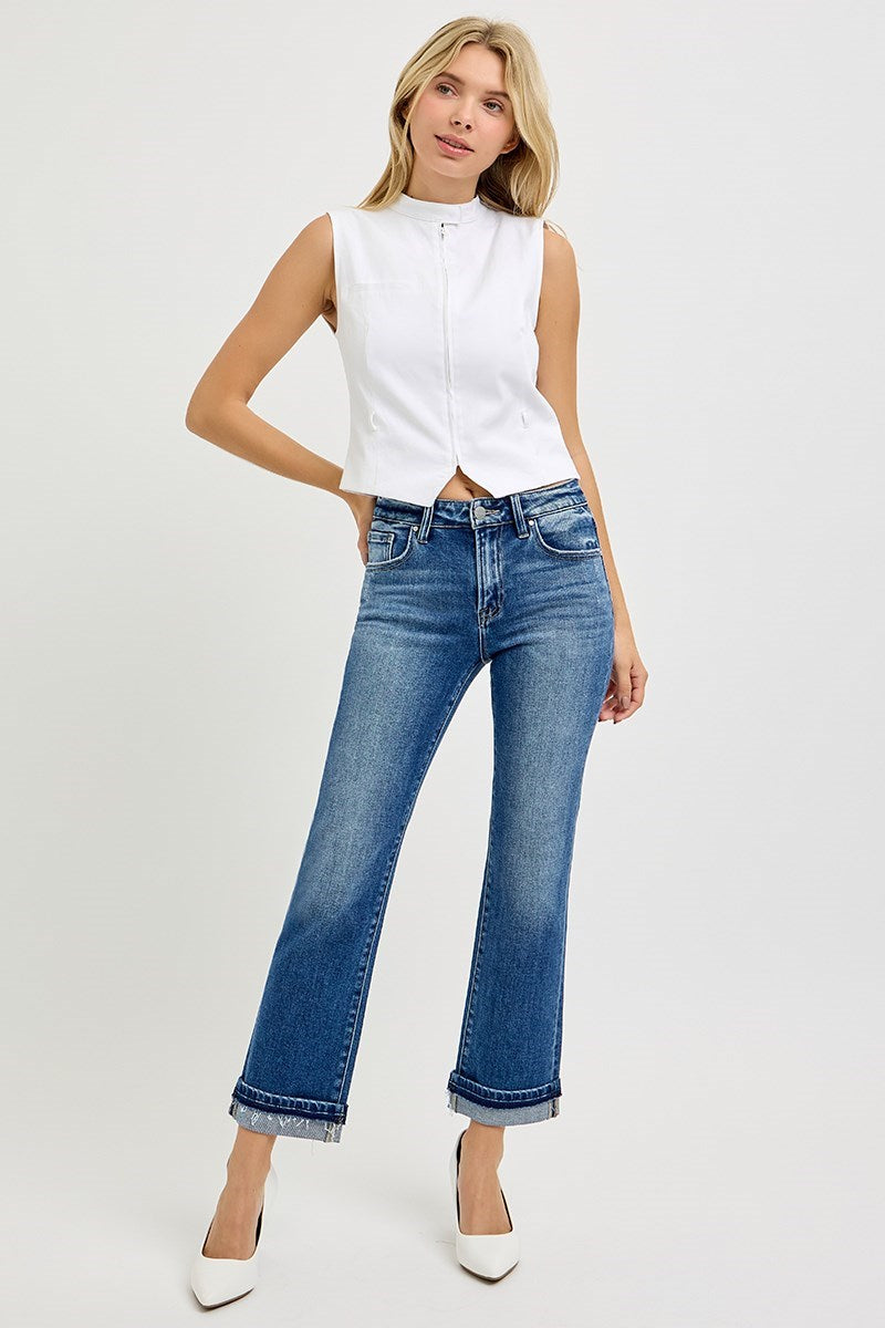 MID RISE  ▪️RISEN ▪️ANKLE STRAIGHT CUFFED JEANS