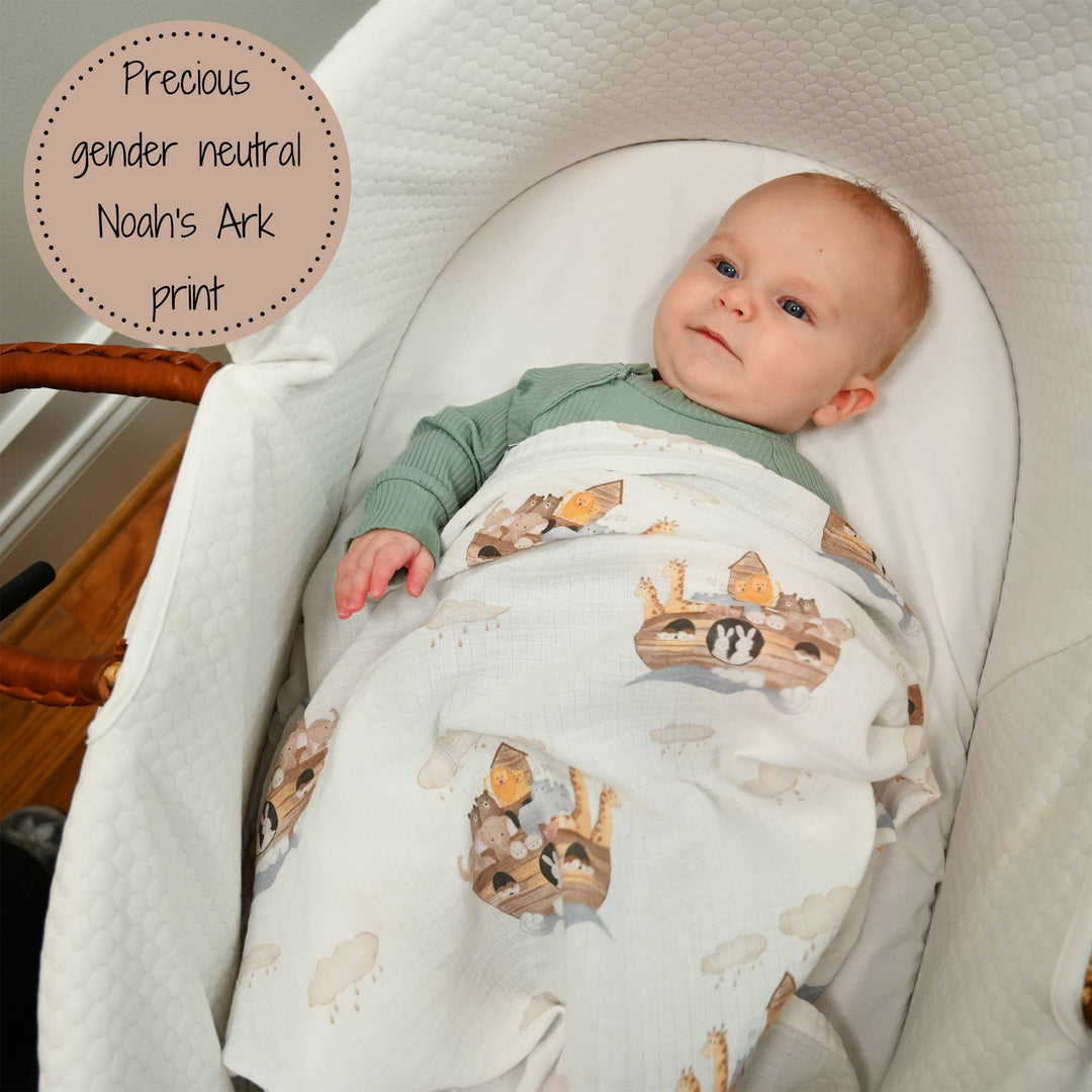 Noah's Ark Muslin Swaddle Baby Blanket