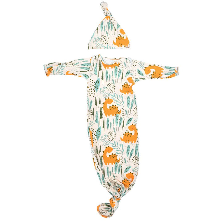 Bamboo - Dinosaur Animal Print Zoo Knotted Gown & Hat
