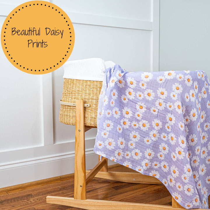 Beautiful Daisy Muslin Swaddle Baby Blanket