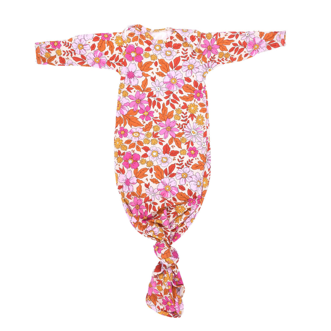 Bamboo - Wild Child Pink Floral Knotted Gown & Bow