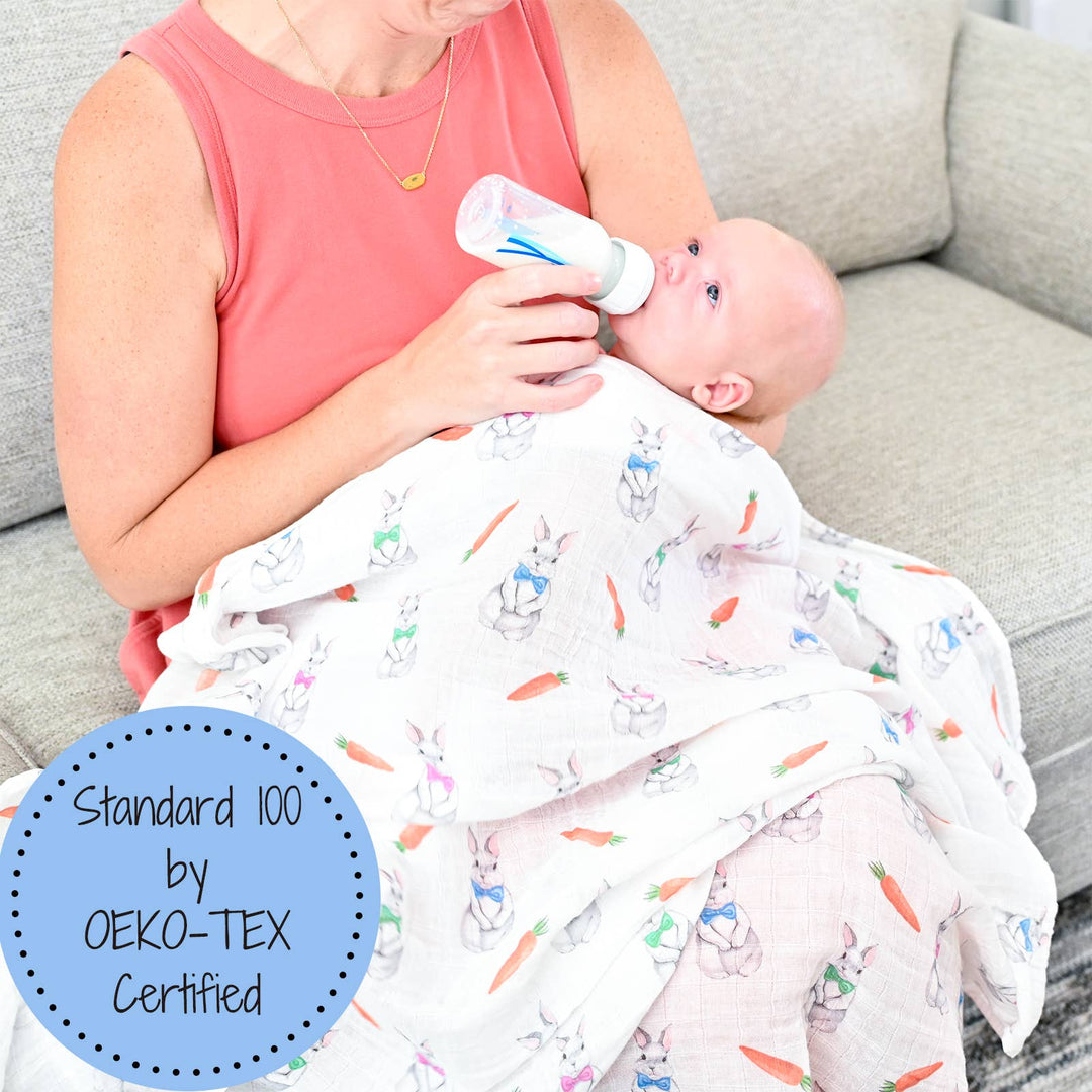 Hippity Hoppity Easter Bunny Muslin Swaddle Baby Blanket