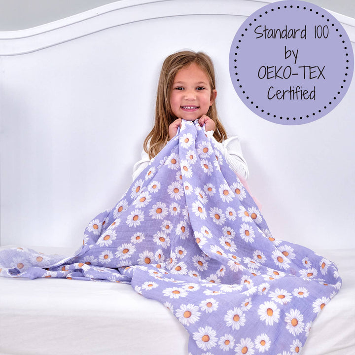 Beautiful Daisy Muslin Swaddle Baby Blanket