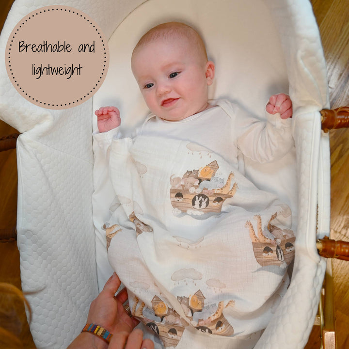 Noah's Ark Muslin Swaddle Baby Blanket