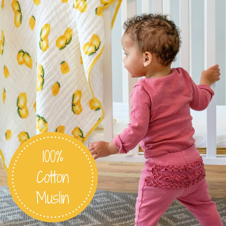Main Squeeze Lemon Muslin Swaddle Baby/Toddler Quilt