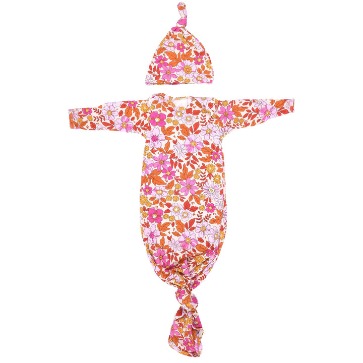 Bamboo - Wild Child Pink Floral Knotted Gown & Bow