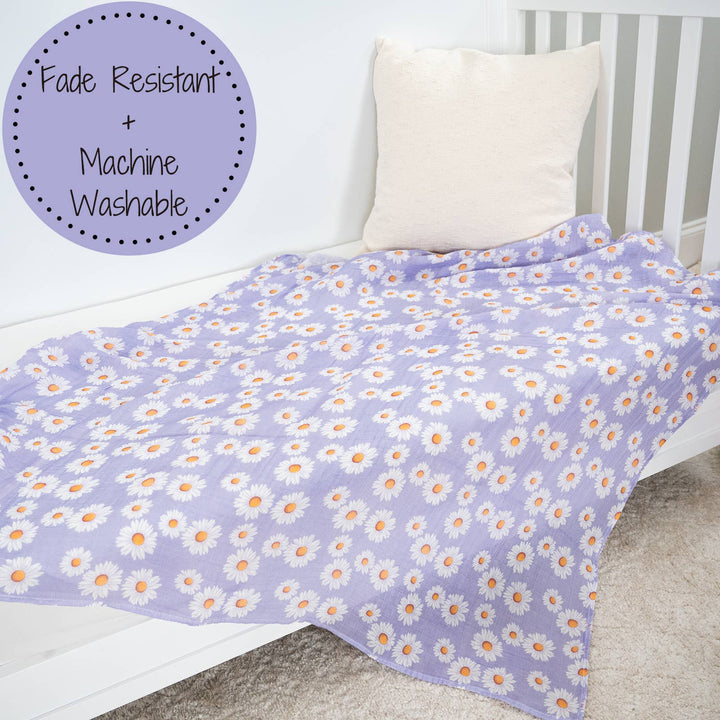 Beautiful Daisy Muslin Swaddle Baby Blanket