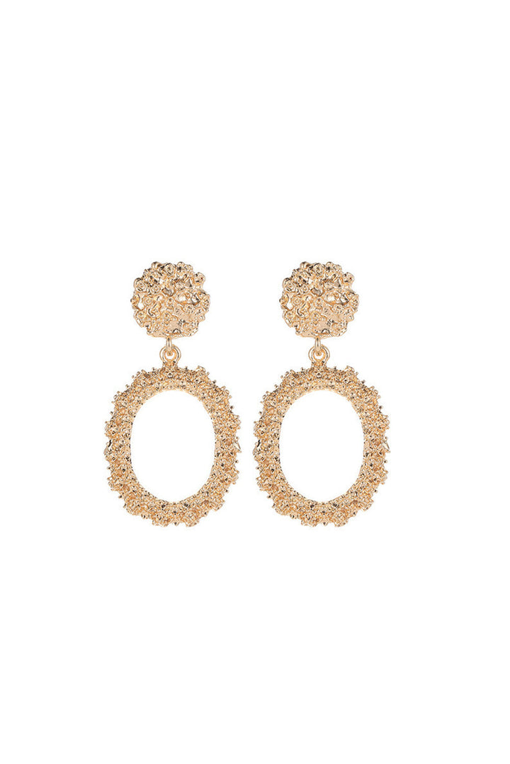 Gold Tone Glitter Circle Dangle Pierced Earrings