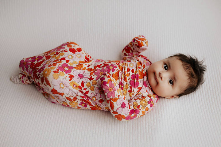 Bamboo - Wild Child Pink Floral Knotted Gown & Bow
